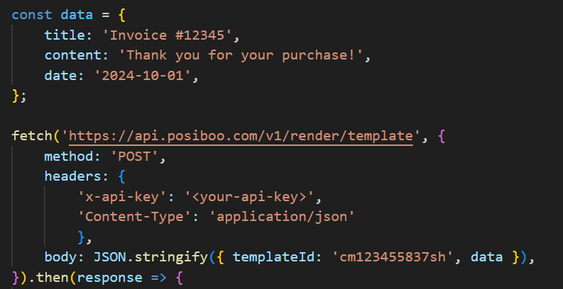 Send JSON to the API
